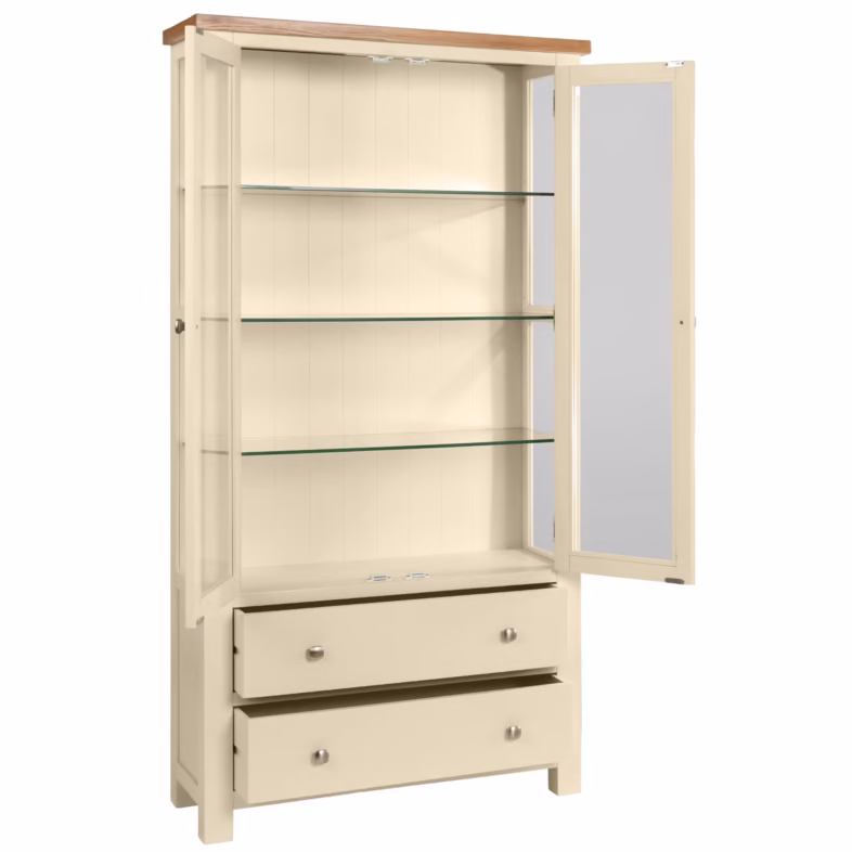 Keswick Ivory Glazed Display Cabinet open
