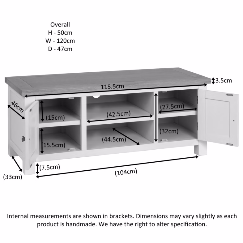 Keswick Ivory Large TV Unit dimensions