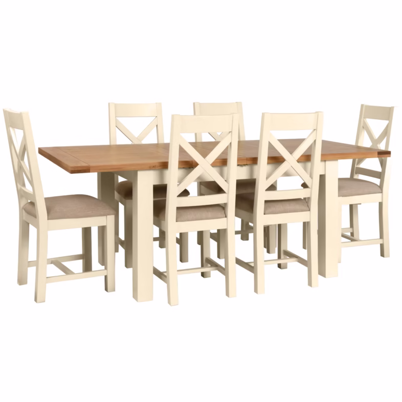 Keswick Ivory Medium Extending Dining Table set
