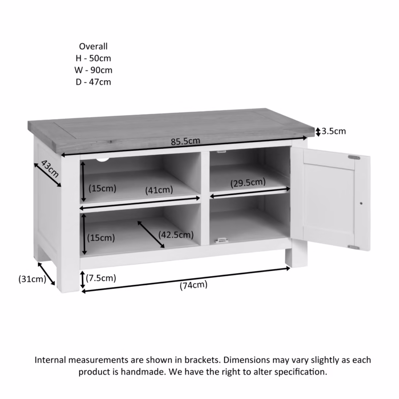 Keswick Ivory Standard TV Cabinet dimensions