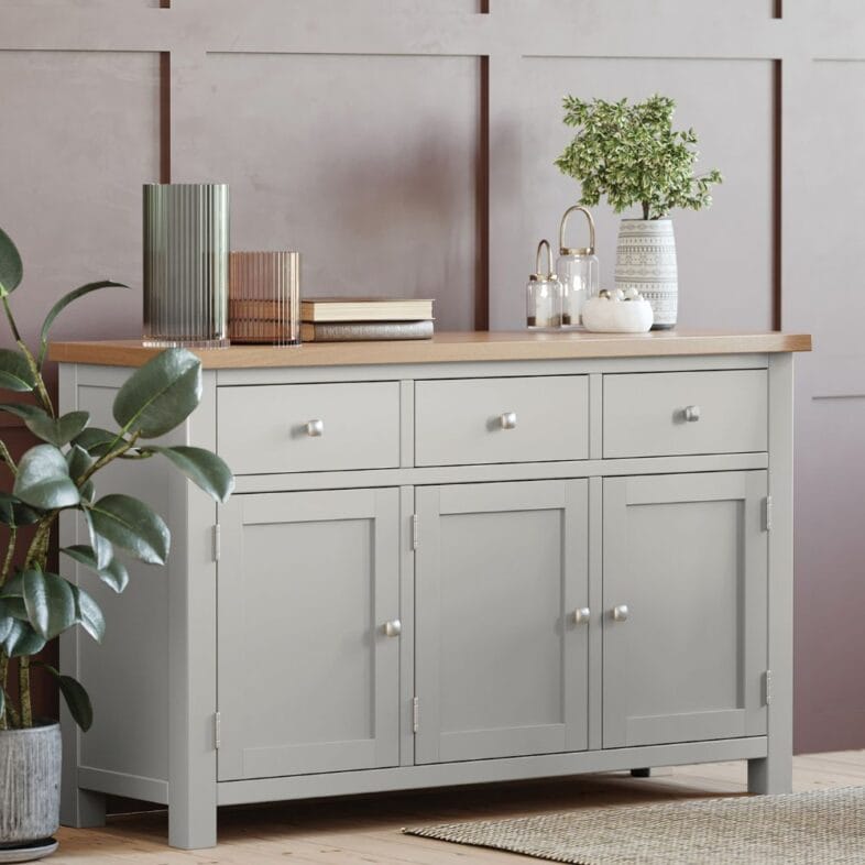 Keswick Moon Grey 3 Door Sideboard lifestyle 2