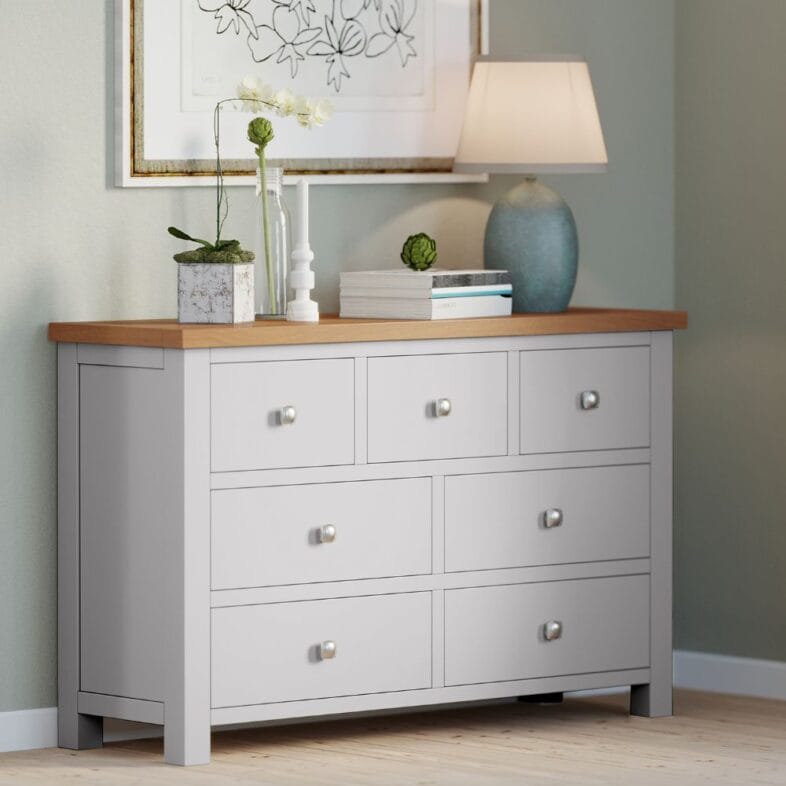 Keswick Moon Grey 3 Over 4 Chest of Drawers lifestyle