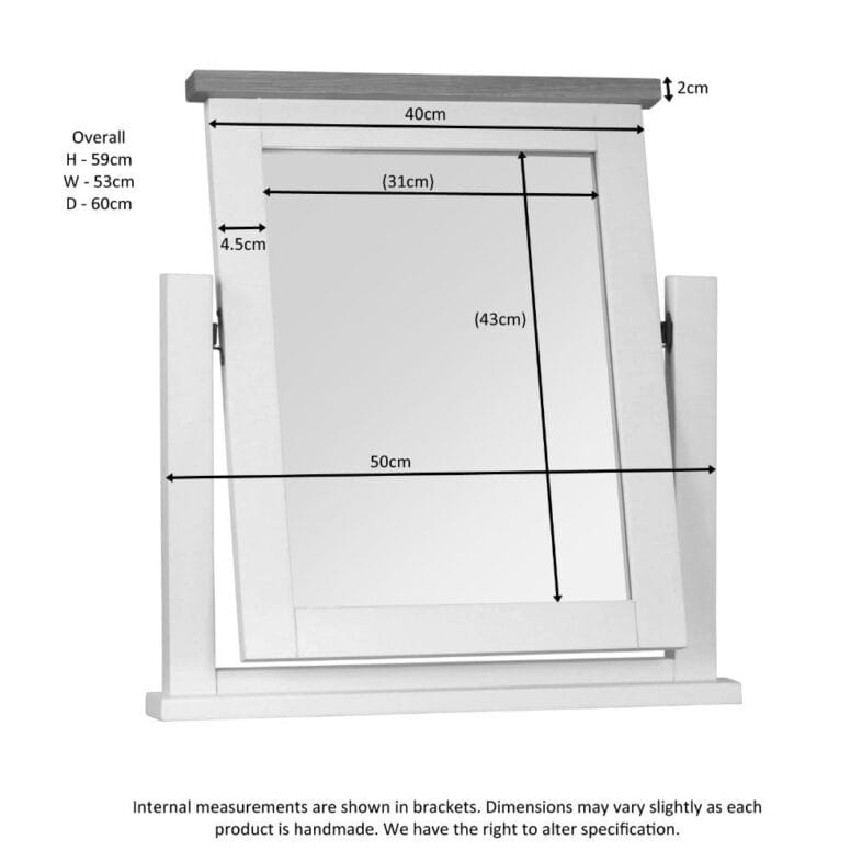 Keswick Moon Grey Vanity Mirror dimensions