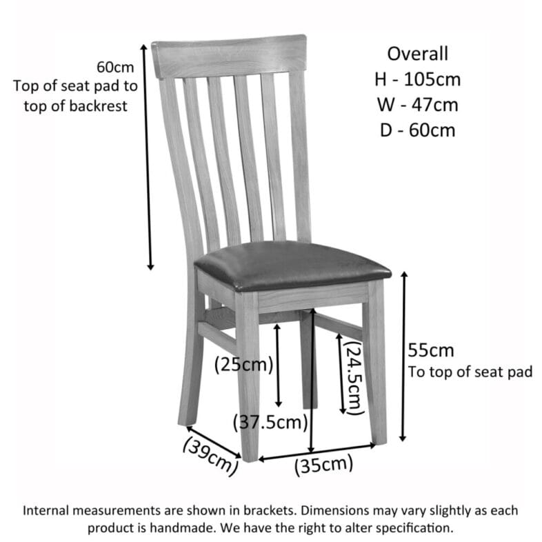 Keswick Oak Toulouse Chair Dimensions