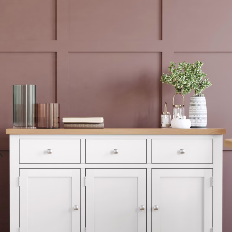 Keswick White 3 Door 3 Drawer Sideboard lifestyle