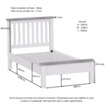 Keswick White Single 3ft Slatted Bed dimensions