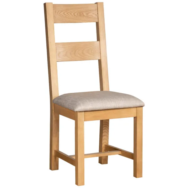 Ladder Back Oak Dining Chair with Fabric Seat Pad