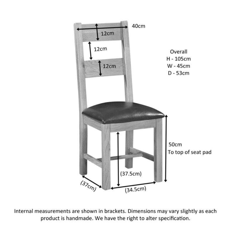 Ladder Back Oak Measurements