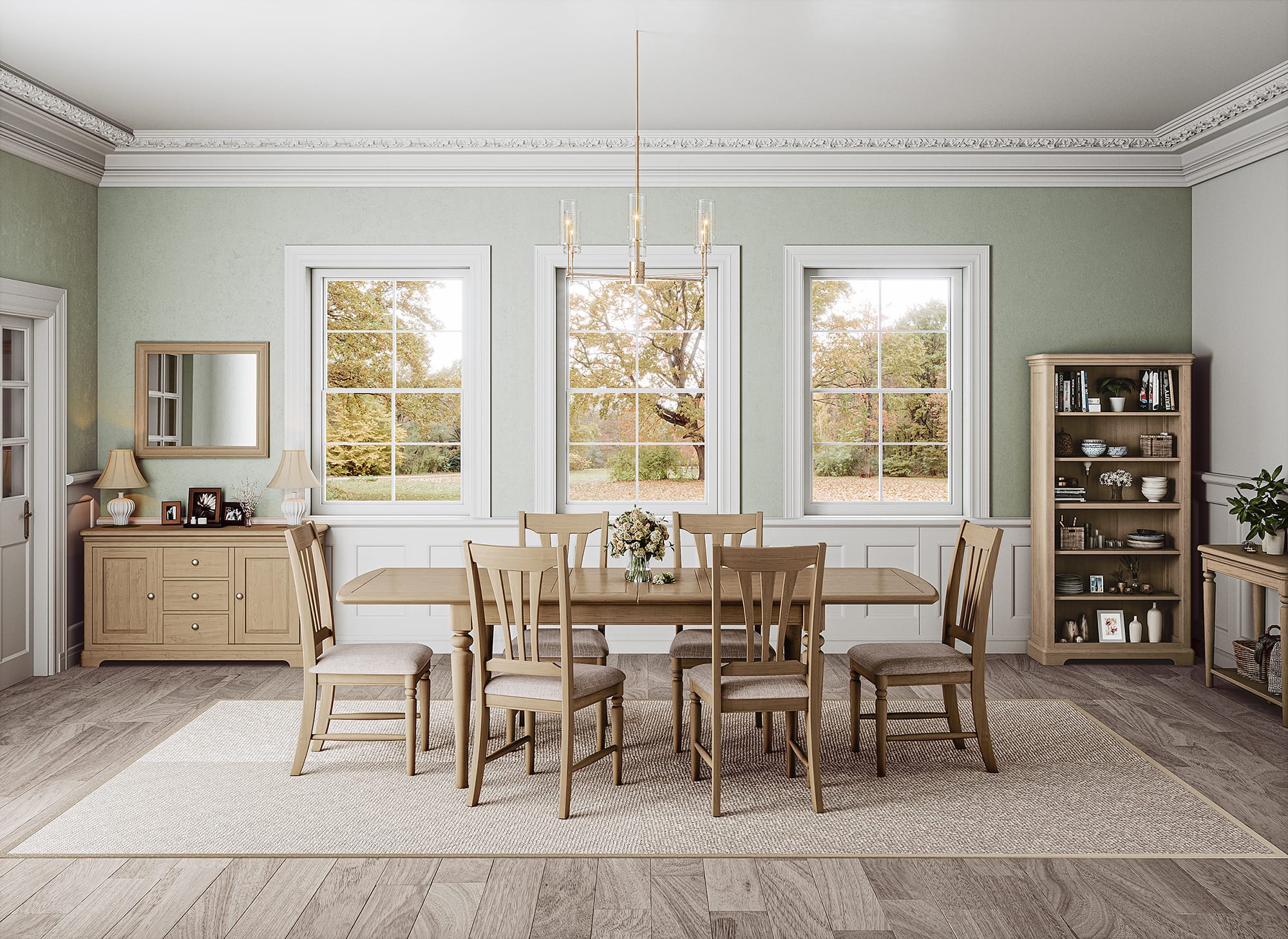 Cornwall Oak Extending Dining Table Lifestyle