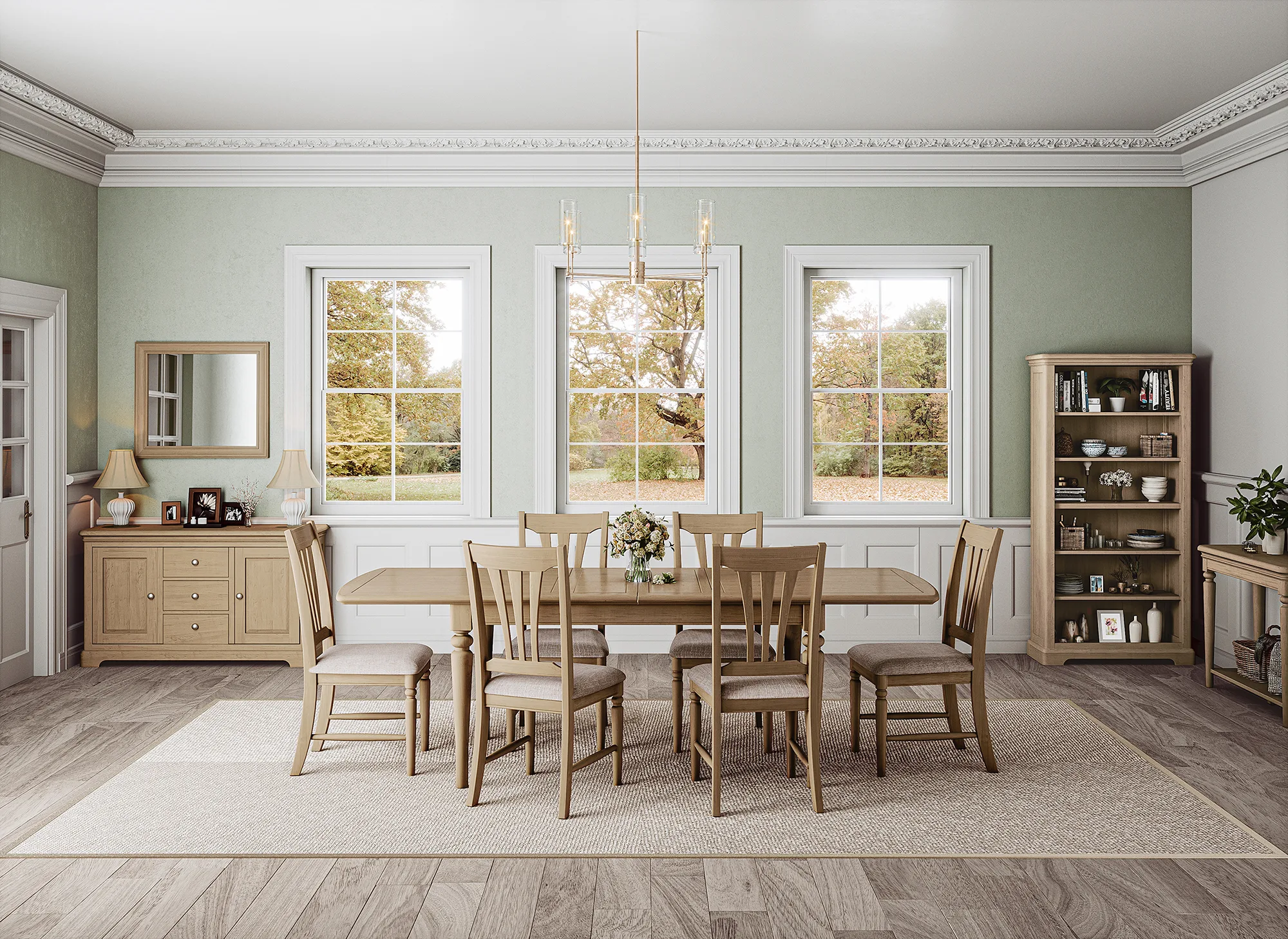 Cornwall Oak Extending Dining Table Lifestyle