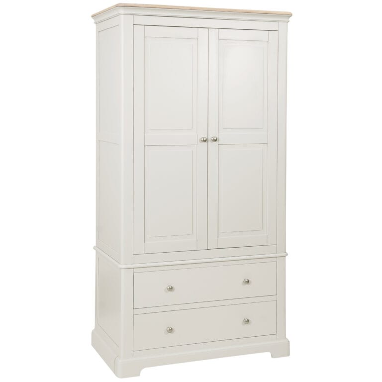 Cornwall Grey Mist 2 Drawer Gents Double Wardrobe