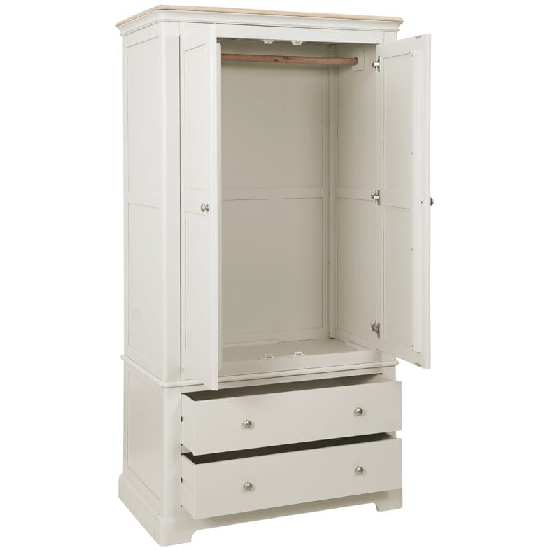 Cornwall Grey Mist 2 Drawer Gents Double Wardrobe - Image 2