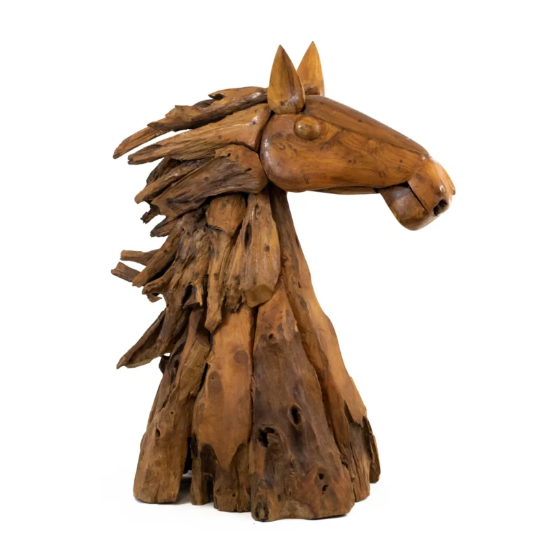 Horse wood garden statue