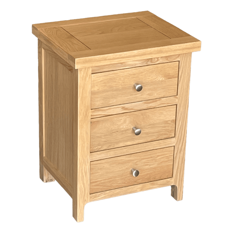 Cottage Oak 3 Drawer Bedside Cabinet