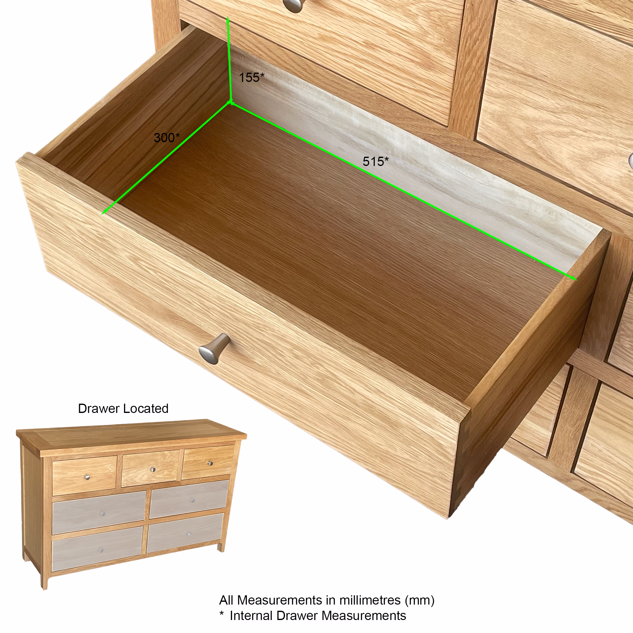 Cottage Oak 7 Drawer Chest - Image 2