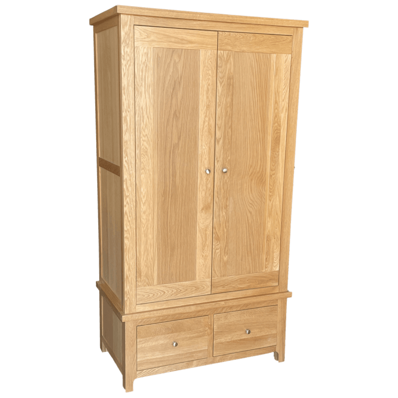 Cottage Oak 2-Door 2-Drawer Double Wardrobe
