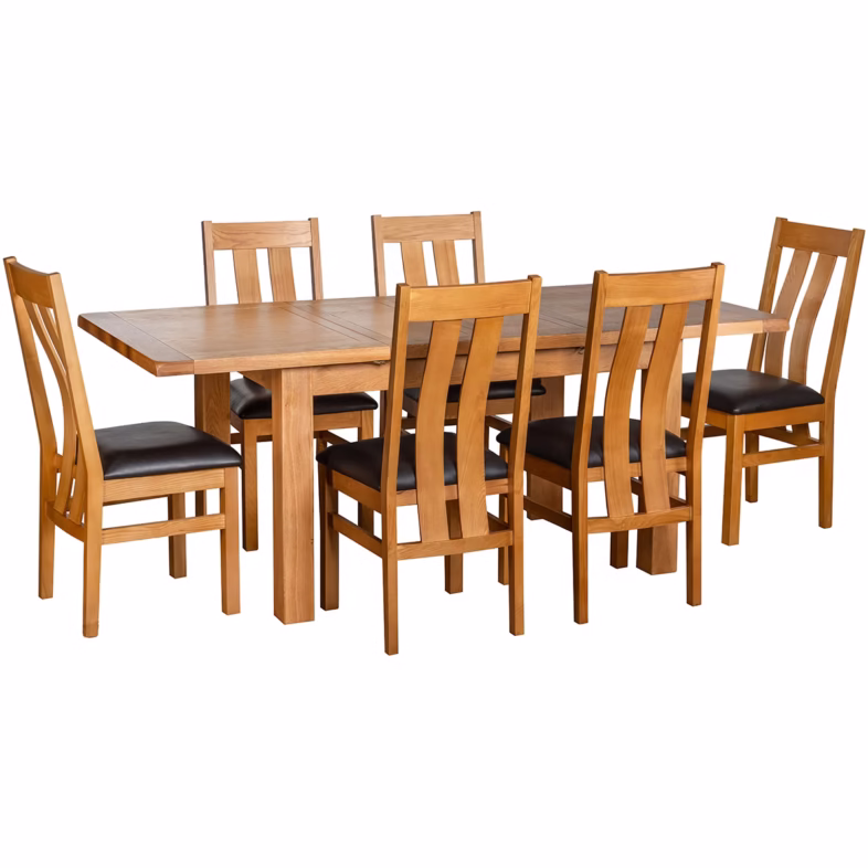 Canterbury Ash Twin Slat Dining Chair and extended oak table