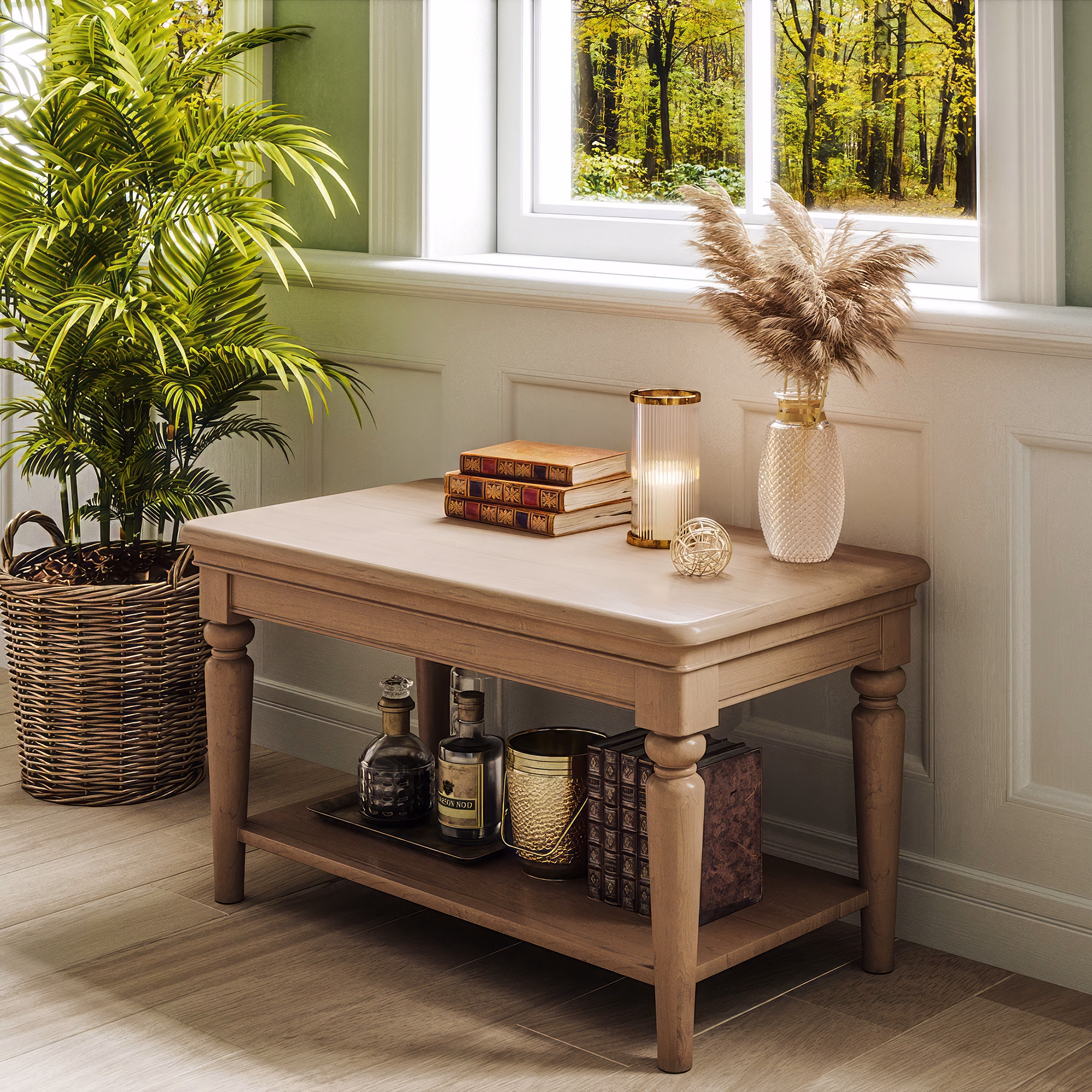 Cornwall Oak Coffee Table with Shelf lifestyle