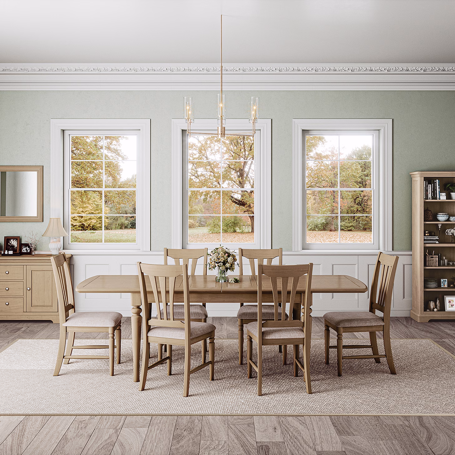 Cornwall Oak Large Extending Dining Table lifestyle 2