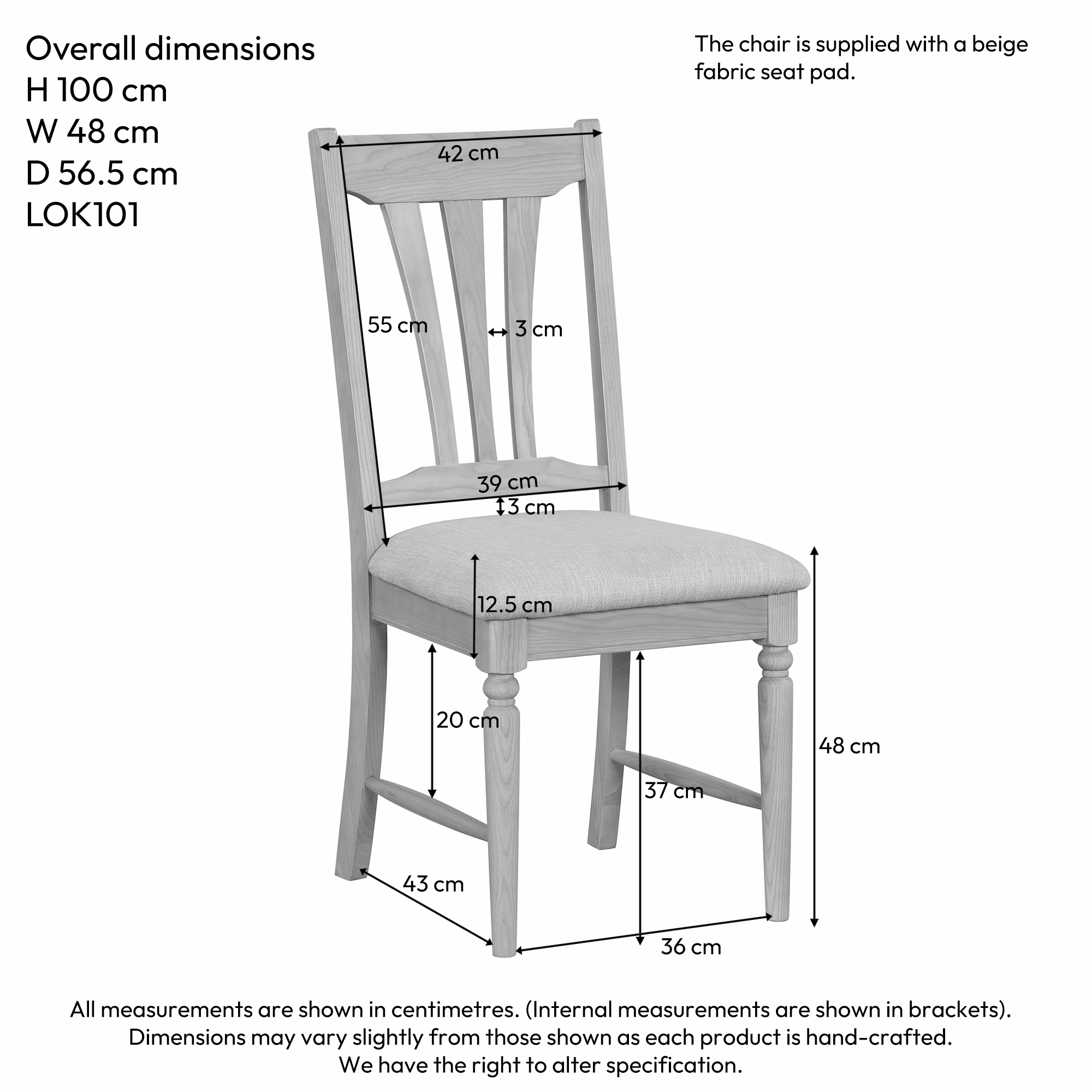 Cornwall Oak Painted Wooden Dining Chair - Image 3