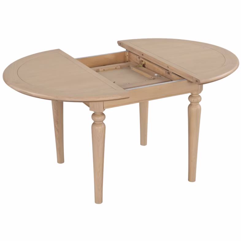 Cornwall Oak Round Extending Dining Table extension mechanism