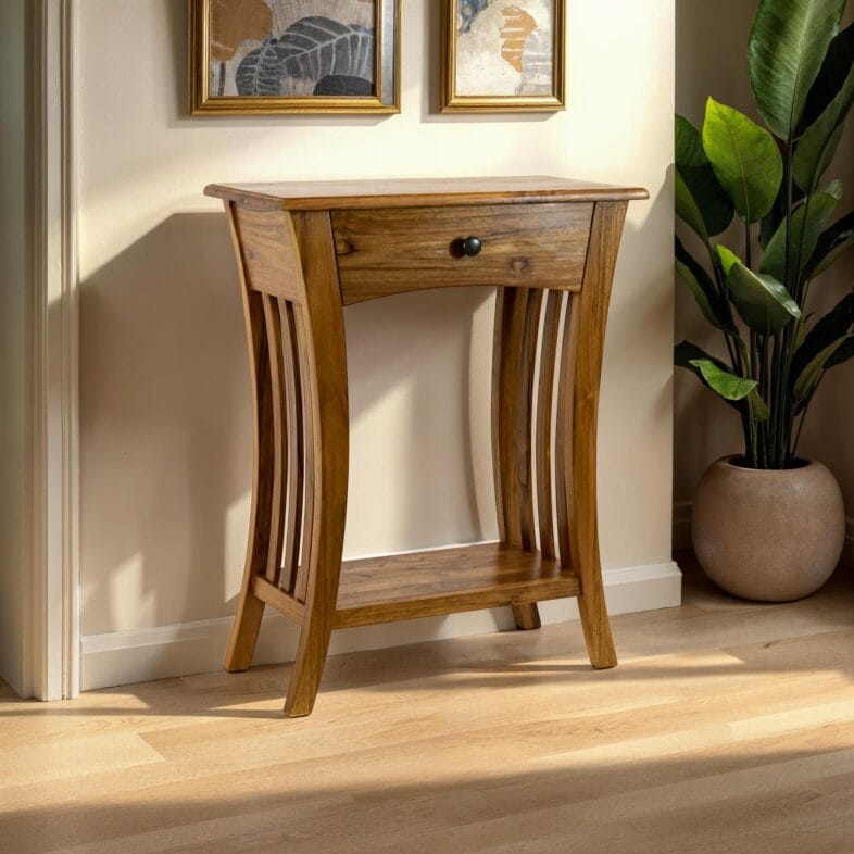 Occasional Teak Curved Leg Hall Table