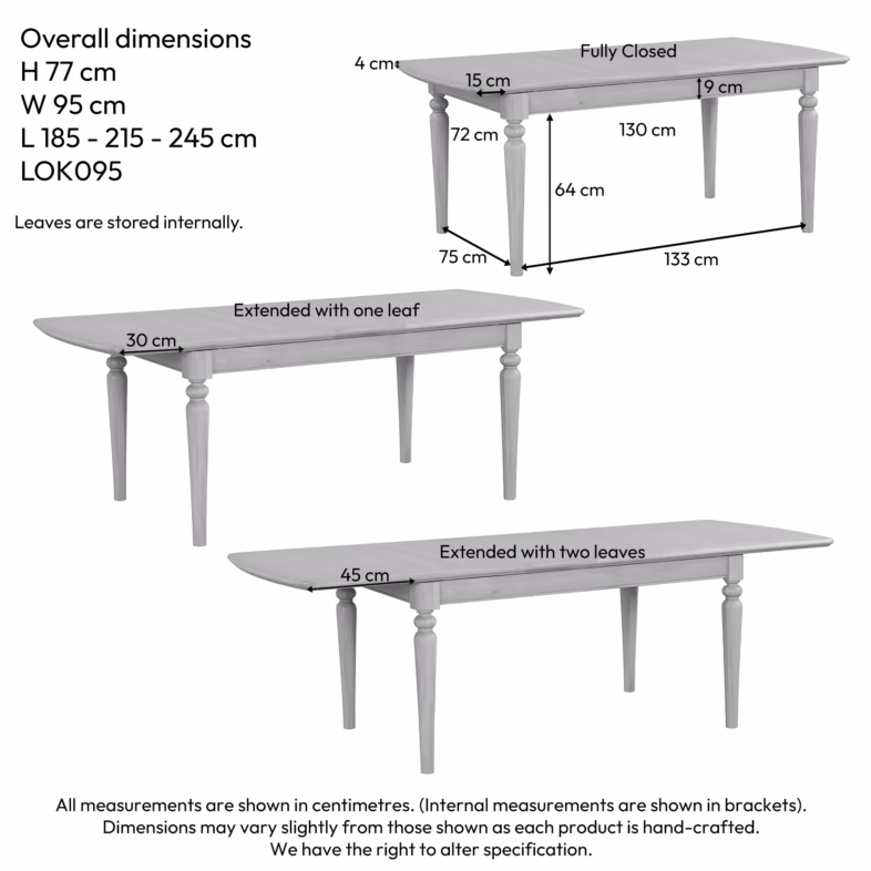 dimensions Cornwall Oak Large Extending Dining Table