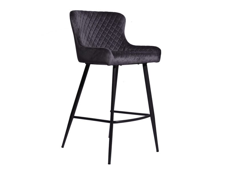Freya Bar Stool in Grey Velvet