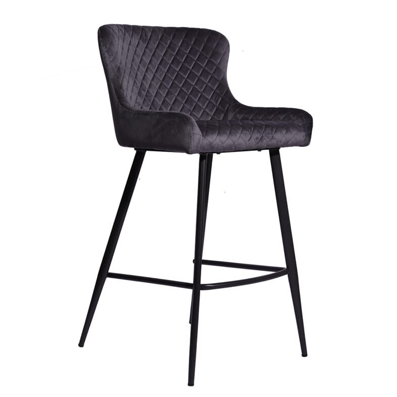 Freya Bar Stool in Grey Velvet angle