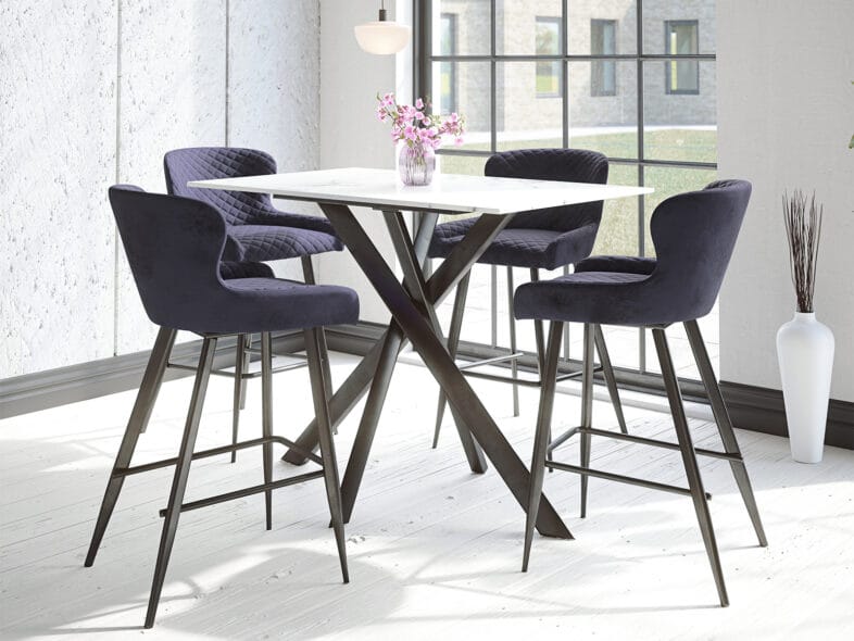 Freya Bar Stool in Grey Velvet lifestyle
