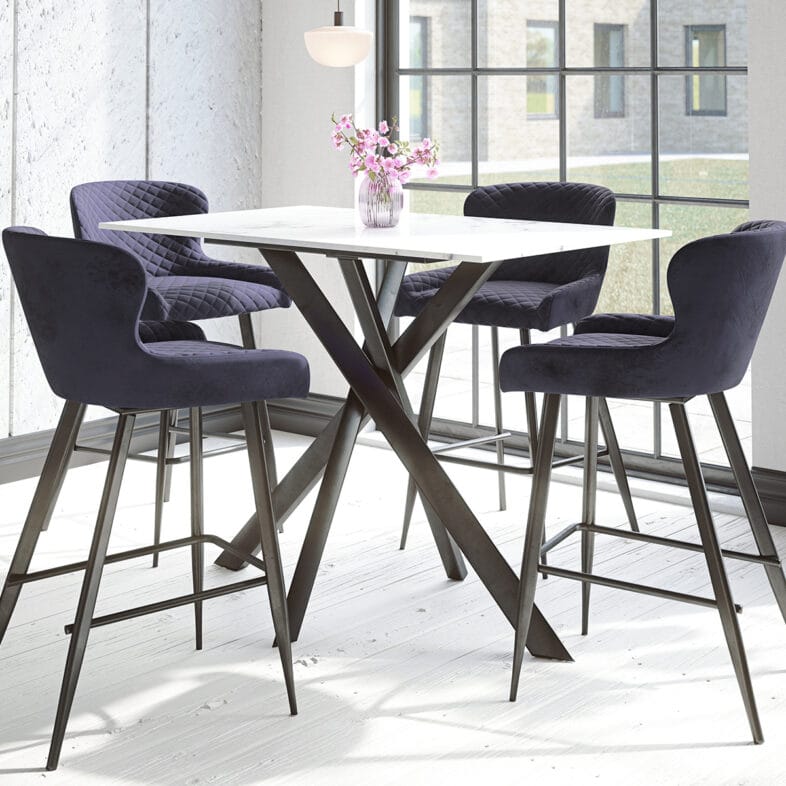 Freya Bar Stool in Grey Velvet lifestyle