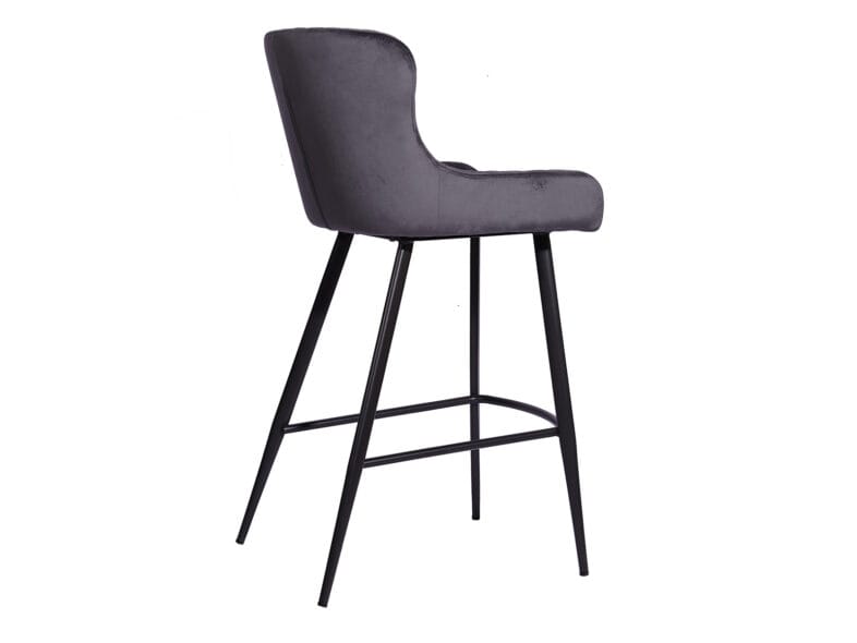 Freya Bar Stool in Grey Velvet side back