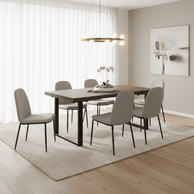 Modena Oak 4-6 Seater Dining Table with U Base clean lifestyle