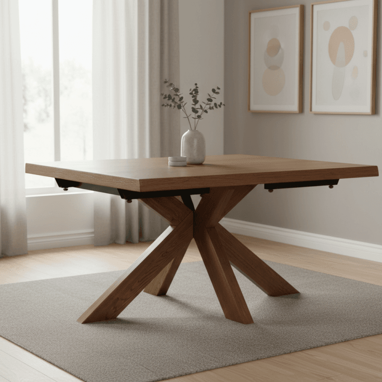 Modena Oak 140cm Dining Table with Wooden Star Base - Image 2