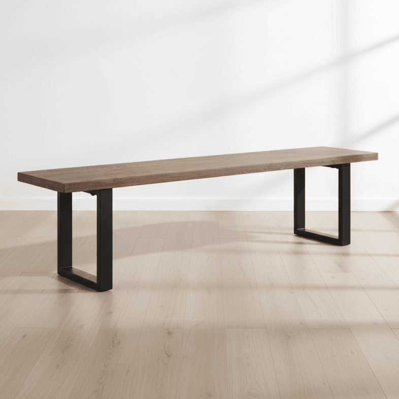 Modena Oak Large Dining Bench with U Leg oak floor