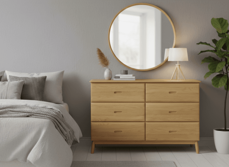 Sophia Oak 6 Drawer Wide Chest of Drawers lifestyle