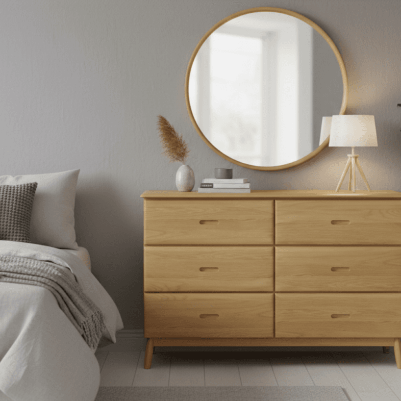 Sophia Oak 6 Drawer Wide Chest of Drawers lifestyle