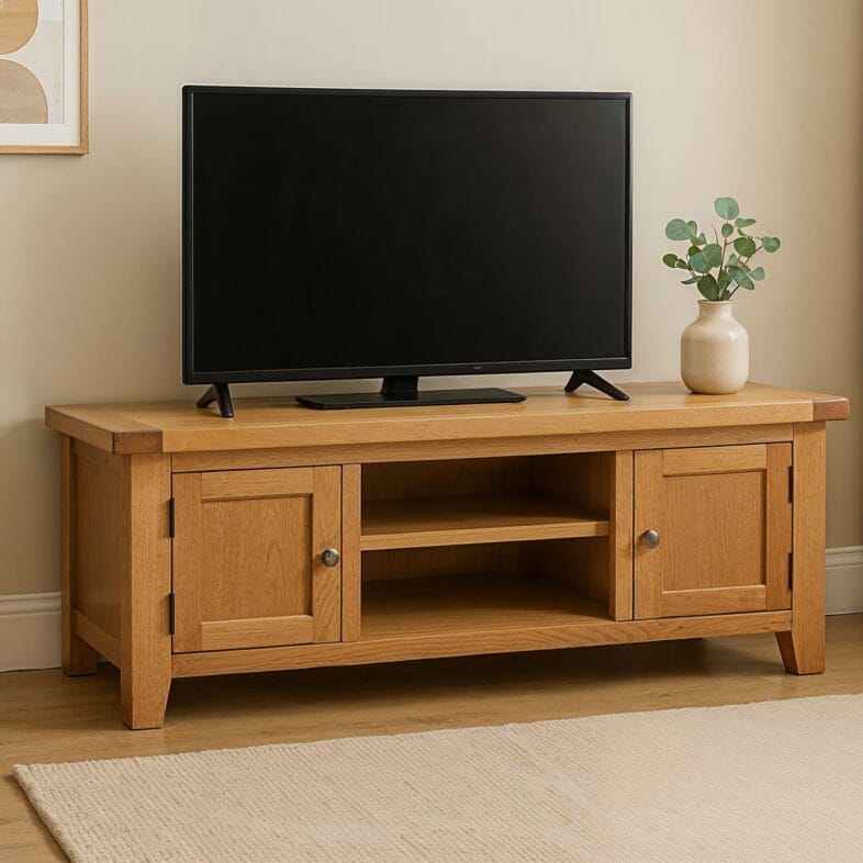 Original Vancouver Solid Oak Large TV Unit