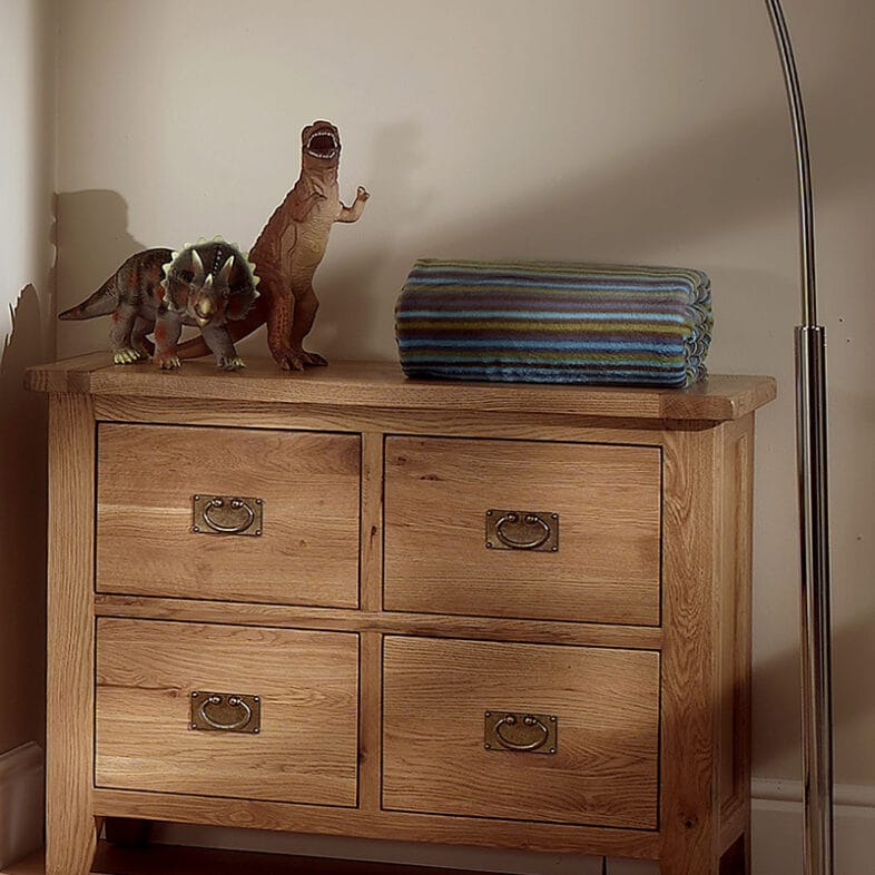 Original Vancouver Solid Oak 4 Drawer Storage Chest