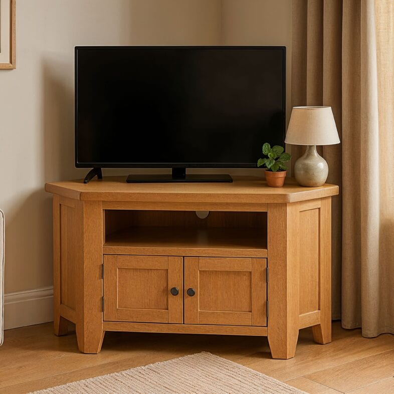 Original Vancouver Solid Oak 90 Degree Corner TV Unit