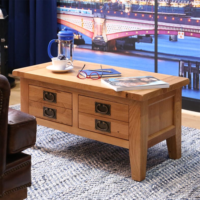 Original Vancouver Solid Oak 2 Drawer Coffee Table