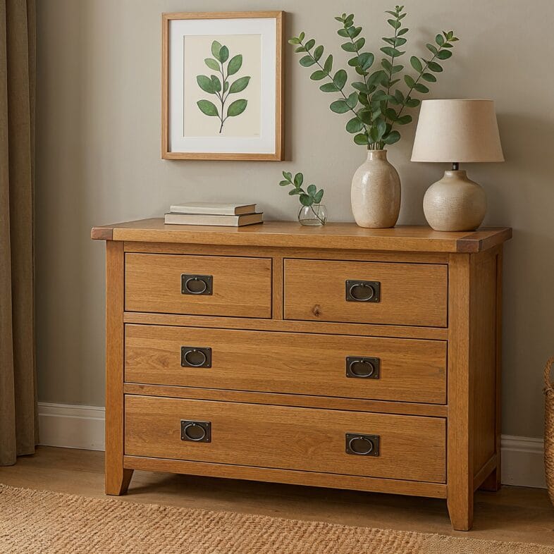 Original Vancouver Solid Oak 4 Drawer Chest